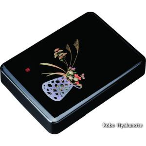 11.0加伏文庫 黒 盛絵花かご