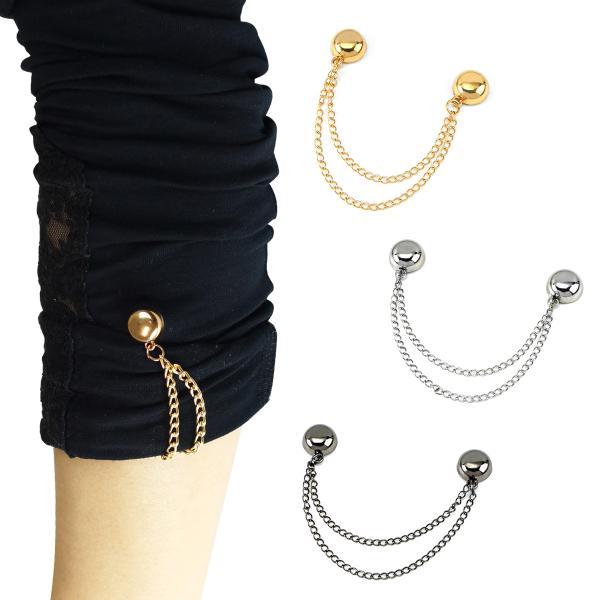 裾上げ チェーン 袖 固定 マグネット式 裾チェーン 4個セット パンツ丈調整 調整バックル 磁石 ...