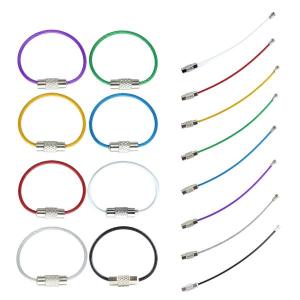 ワイヤーキーリング キーチェーン キーホルダーロックワイヤー ステンレス カラフル アクセサリー 8cm 1.5mm 単品