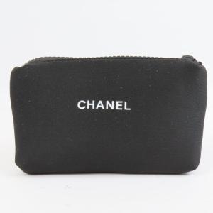 中極美品 CHANEL シャネル ロゴ コスメポーチ ココマーク 小物入れ ポーチ コットン ブラック レディース【中古】