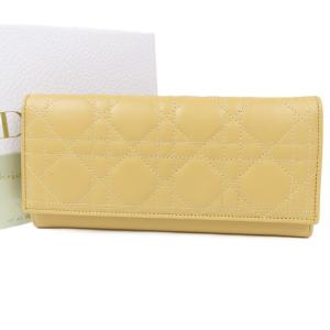 新品同様美品 Christian Dior クリスチャンディオール レディディオール カナージュステッチ がま口 長財布 ロングウォレット 二つ折り財布 ラムスキン【中古】