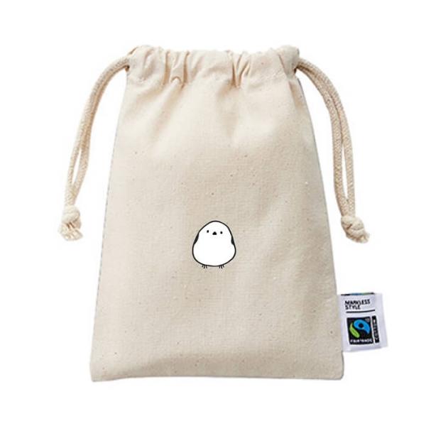 シマエナガ 巾着 フェアトレード コットン Sサイズ おにぎりシマエナガ 通勤 通学 旅行 バッグ ...