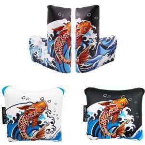 ゴルフヘッドカバー パターカバ ー ピンタイプ用 マレット用 マグネット付け テーラーメイド スパイダー キャメロン オデッセイに適合 メキシコ 鯉 1点