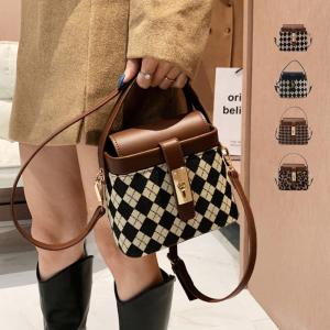 ミニショルダーバッグ 斜めがけ レトロ風 ハンドバッグ レオパード柄 肩掛けバッグ 千鳥格子柄 2way