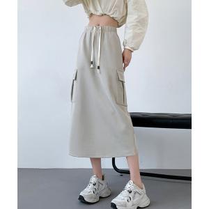 ワークスカート ハイウエスト 秋冬 レディース ミモレ丈 Aライン ゆったり ウエストゴム