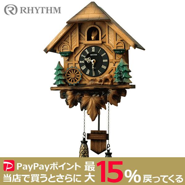 RHYTHM カッコーティンバー ふいご式カッコー 自動鳴り止めセンサー付き クロック リズム 鳩時...