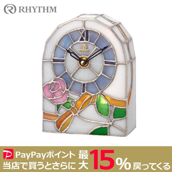 RHYTHM ステンドグラス 日本製 置時計 4SG795HG03 リズム テーブルクロック