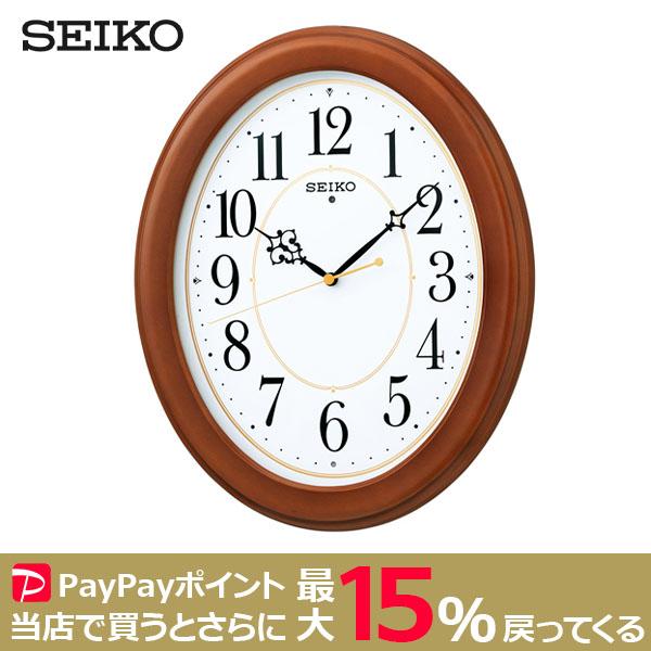 SEIKO 電波クロック 木枠 楕円型 セイコー 壁掛け時計