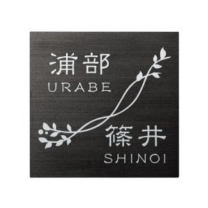 ブラックステンレス 表札 品質の良い丸三タカギ製 二世帯用 180×180ミリ スクアド SQL-B...