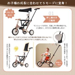 5in1 子供用三輪車 サンシェード付き 押し...の詳細画像5