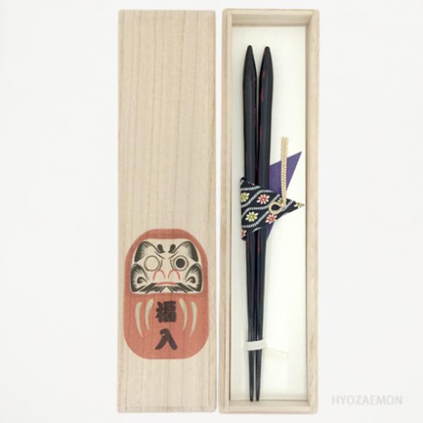 兵左衛門　箸セット　赤ダルマ/家内安全　けずり箸　飛鳥　曙　黒・大23.5cm