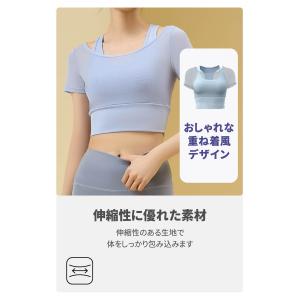 トレーニングウェア ヨガウェア メッシュ 半袖...の詳細画像3