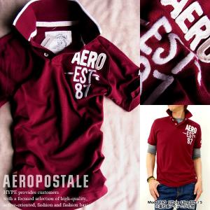 Aeropostale エアロポステール ポロシャツ 正規品 アップリケ 鹿の子コットン 半袖 メンズ 6062-2328-868 バーガンディ