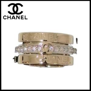 CHANEL 2026年春夏新作【新品】シャネル 直営店購入 ３連リング サイズ52 日本サイズ約12号 指輪 シャンパンゴールド シルバー ストラス　