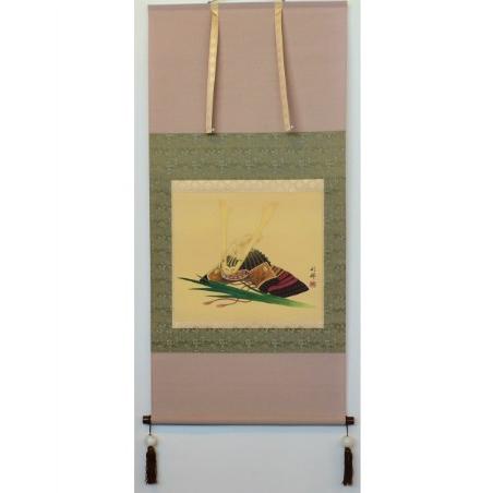 【送料無料】掛け軸 兜と菖蒲 掛軸 端午の節句 五月人形 モダン お祝い 床の間 日本画