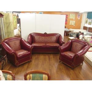 【送料無料】　イタリア製　本革　応接ソファ３点セット 2P+1P+1P　<BM　Style>