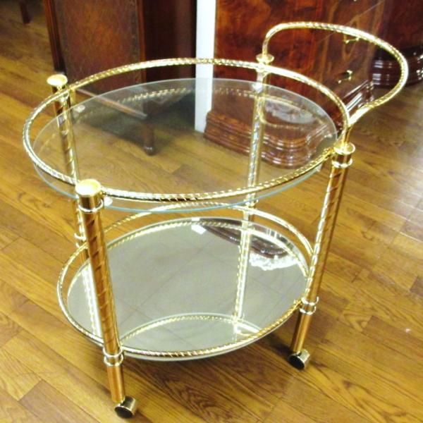 送料無料 ゴールド仕上げ　ワゴン　キャスター付き