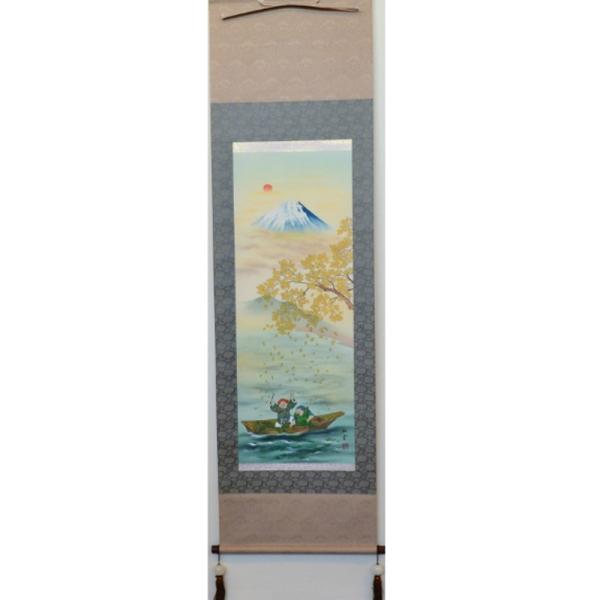 【送料無料】掛軸 招神二神 恵比寿様　大黒様　七福神　掛け軸　年中掛け・吉祥軸・開運　