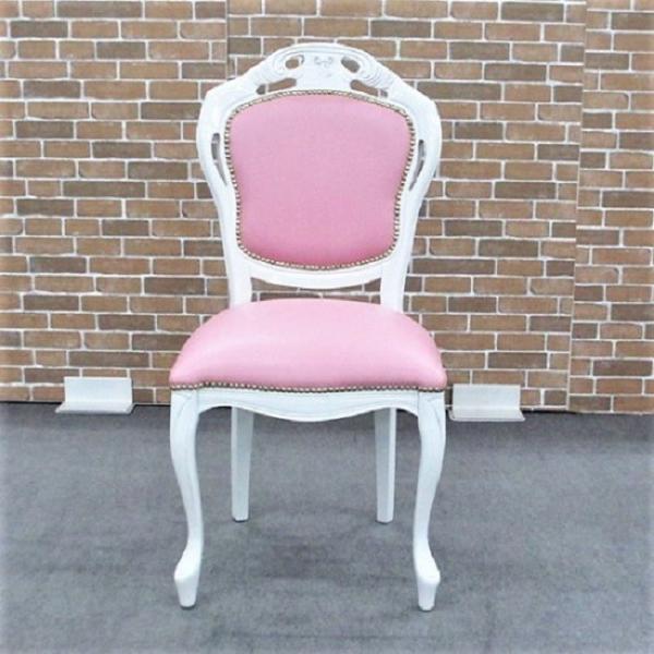 イタリア製 ダイニングチェア ピンク×ホワイト