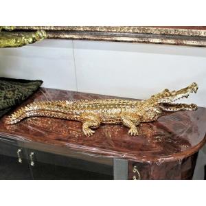 送料無料 鰐 置物 ワニ オブジェ ゴールド  動物　アニマル 金 インテリア 雑貨　輸入雑貨