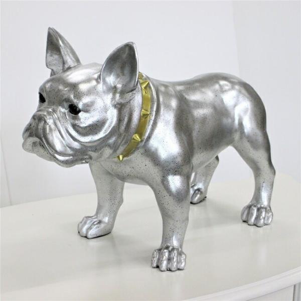 ブルドッグ 置物 オブジェ シルバー 犬 イヌ インテリア オーナメント 玄関 送料無料 インテリア...