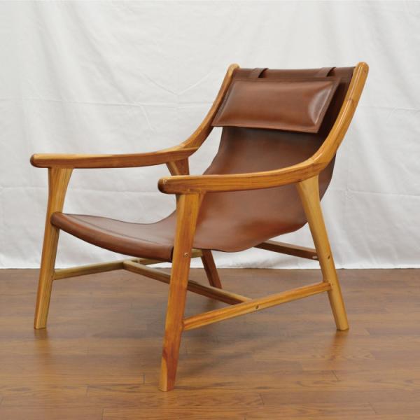 アメリカンサイズの ARM CHAIR 牛皮 チークウッド ブルックリンスタイル