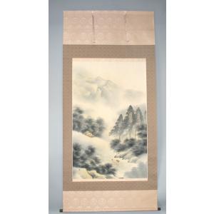 【送料無料】水墨山水 掛け軸 年中掛け 新築祝い