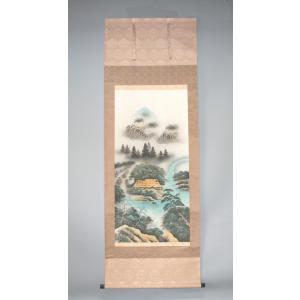 【送料無料】彩色山水 掛け軸 新築祝い 床の間　年中掛け