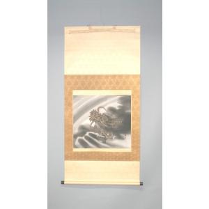 【送料無料】茶色昇竜 縁起物 掛け軸 運気上昇