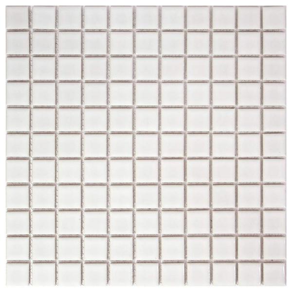 25mm角モザイクタイル【レギュラーカラー】タイルの表面が見えて施工しやすい裏ネット張り ホワイト【...