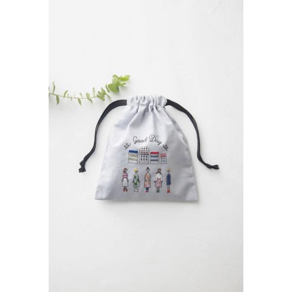 LECIEN(ルシアン)100ネエサン ミニ巾着(街並み) 刺しゅうキット 542110 ペールグレ...