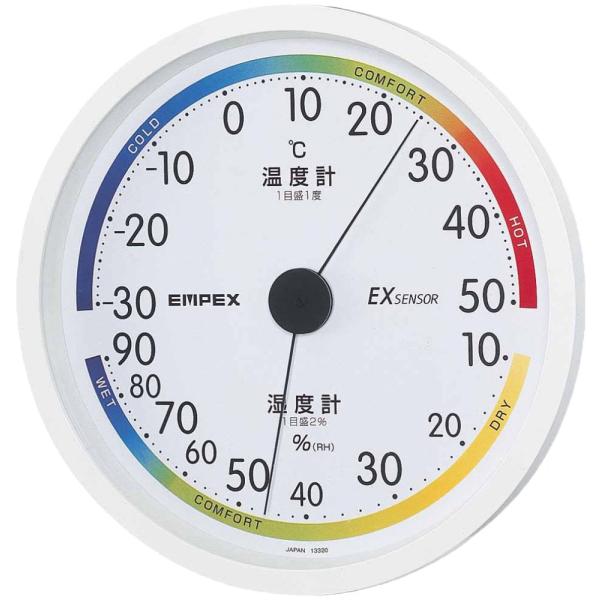 エンペックス気象計 エスパス温湿度計 壁掛け用 日本製 ホワイト TM-2331 温度湿度計
