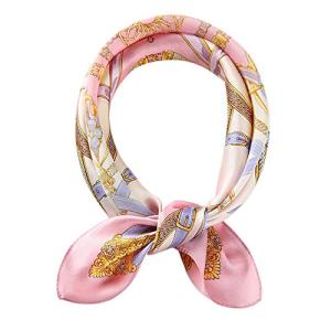 [Euyqs] レディース スカーフ 100% シルク制服用オフィススカーフ ハンカチ (ピンク #1)｜hyper-market