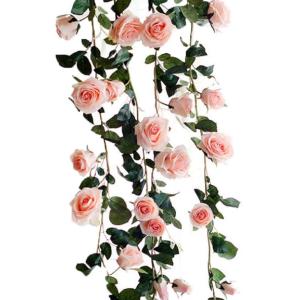 Kugusa バラ ガーランド 造花 インテリア シルクフラワー スワッグ 装飾 パーティー (ピンク) 1本｜hyper-market