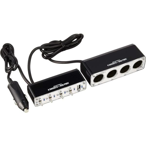 Braith 4連 シガーソケット USB DC12V セパレートスイッチ付き BS-500