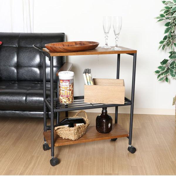 ワゴン３段 レアル サイドワゴン マルチワゴン キッチンワゴン キャスター付き キッチン収納