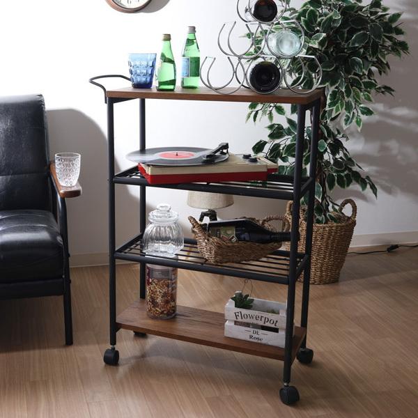 ワゴン４段 レアル サイドワゴン マルチワゴン キッチンワゴン キャスター付き キッチン収納