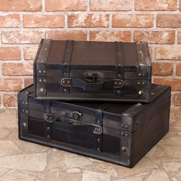 収納ケース 宝箱 トランク 木製 S Lセット 収納トランク 収納ボックス レトロ 小物入れ インテ...