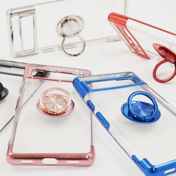 Google Pixel 7a 耐衝撃 TPU スマホリング付き クリアケース メタルカラー バンパ...