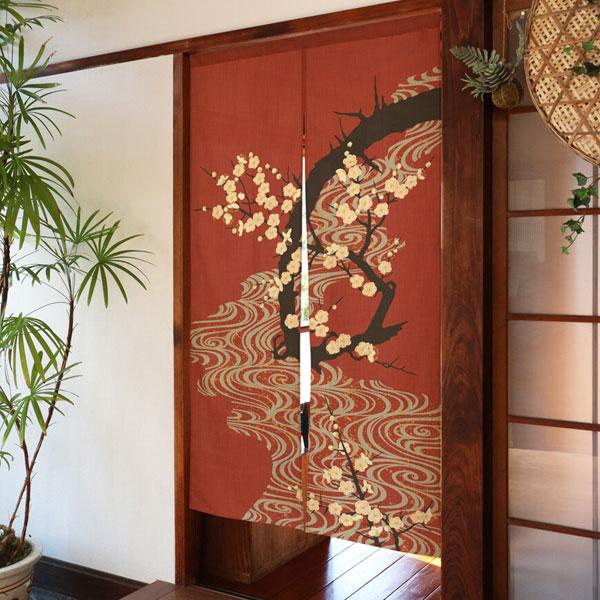 のれん 暖簾 目隠し 生平風 流水 白梅 店舗 施設 向け 日本製 和風 おしゃれ シンプル 和柄 ...