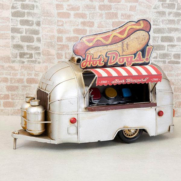 ブリキのおもちゃ ホットドッグ トレーラー 置物 ヴィンテージ ディスプレイ 模型 レトロ ビンテー...
