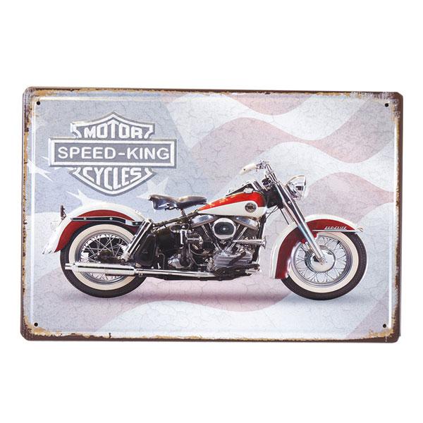 メタルエンボスプレート SPEED KING FLAG アンティーク バイク エンボスプレート カフ...