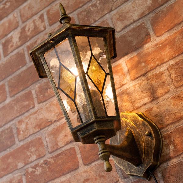 アベニュー ウォールランプ ブラケットブロンズ シャンデリア ヘキサゴン ステンドグラス風 アンティ...