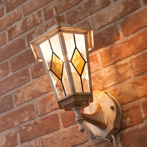 アベニュー ウォールランプ ブラケット ホワイト シャンデリア ヘキサゴン ステンドグラス風 アンテ...