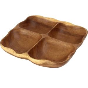 木製食器  アカシア食器 アジアン食器  クローバー型トレー｜hypnos