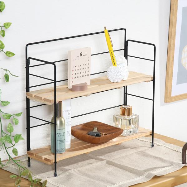 棚 ラック 2段 北欧 ディスプレイ キッチン収納 収納ラック おしゃれ スリム オープンラック 折...