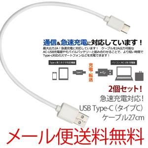 2個セット Type-C 充電 ケーブル Type-C USBケーブル 通信 充電 Type-C携帯用 充電器 Type-C端末に対応するUSB-Cケーブル 急速充電対応 27cm｜hypnos