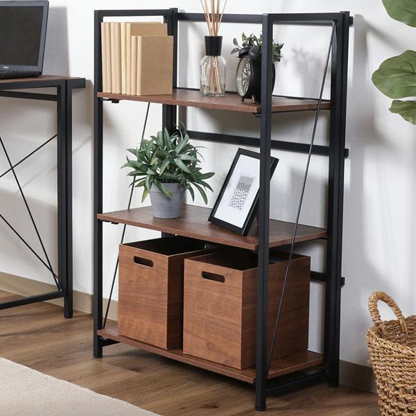 折りたたみシェルフ シェルフラック 3段 北欧 収納ラック 収納棚 おしゃれ オープンラック ラック...