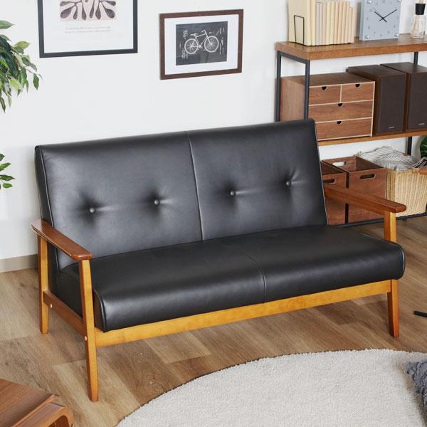 ソファー ヴィンテージ アンティーク レトロ モダン 2人掛け 合皮 レザー おしゃれ 北欧 シンプ...