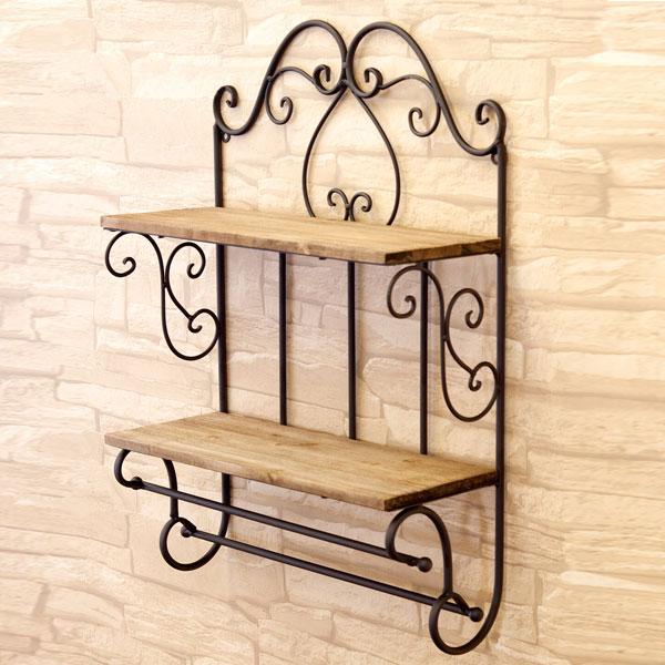 コベントアイアン ウォールシェルフ ブラウン 壁面収納 ラック 木製 シェルフ おしゃれ アイアン雑...